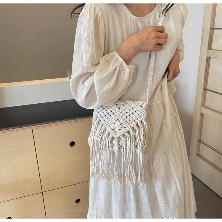 Macrame Shoulder Bag with Fringes Stornfield