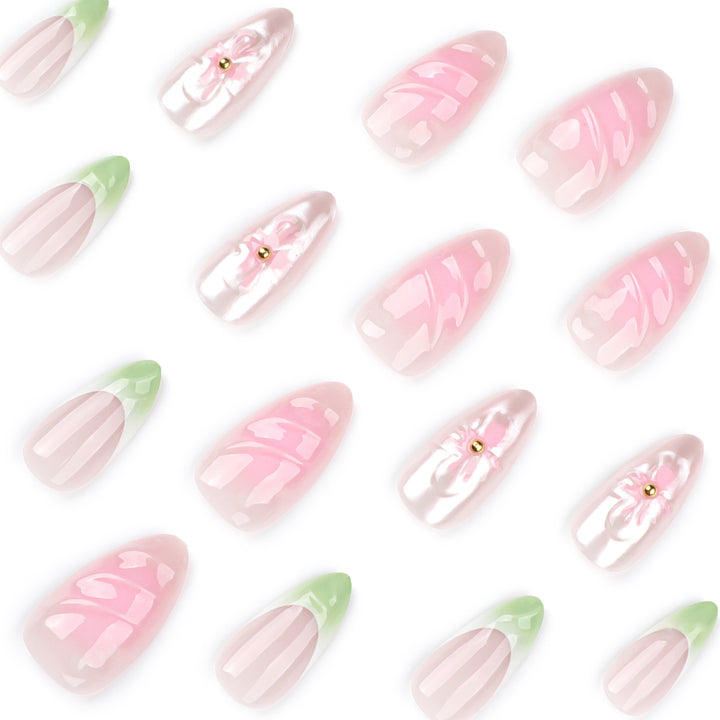 Artful Nail Extensions with Floral Design and Glamorous Accents Stornfield