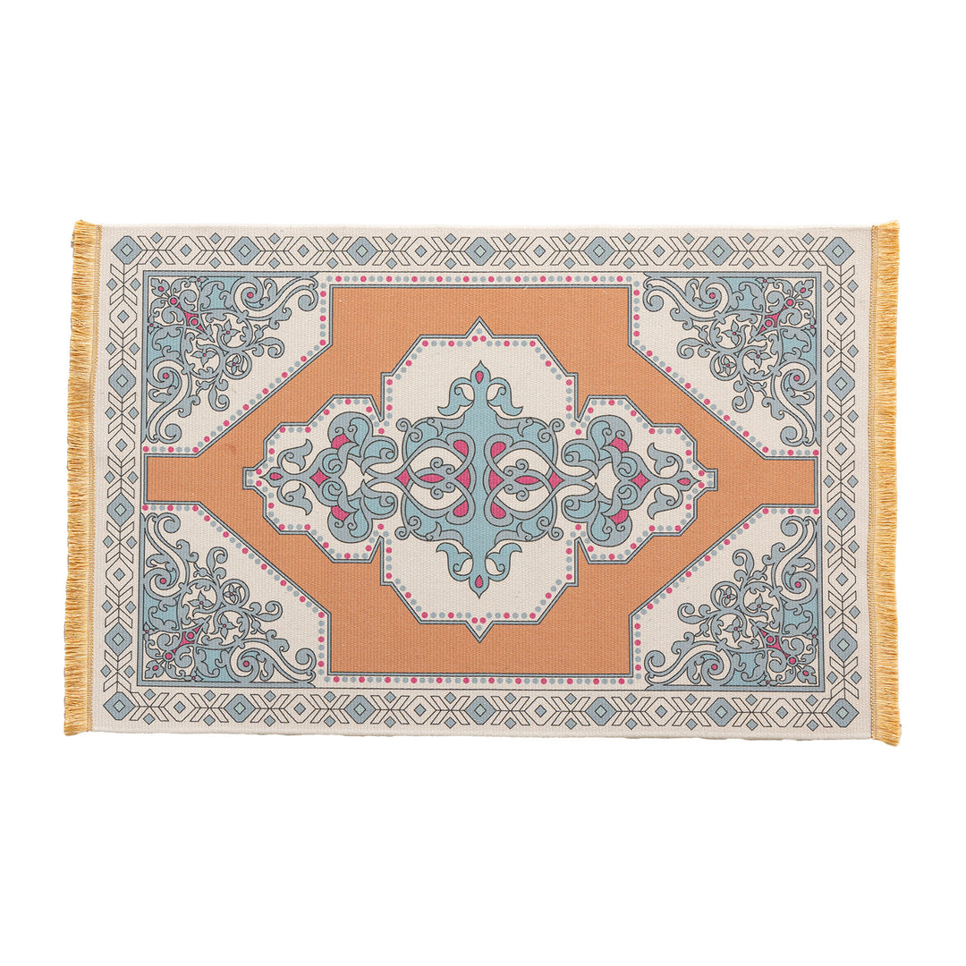 Woven oriental carpet runner with fringes and intricate medallion pattern Stornfield