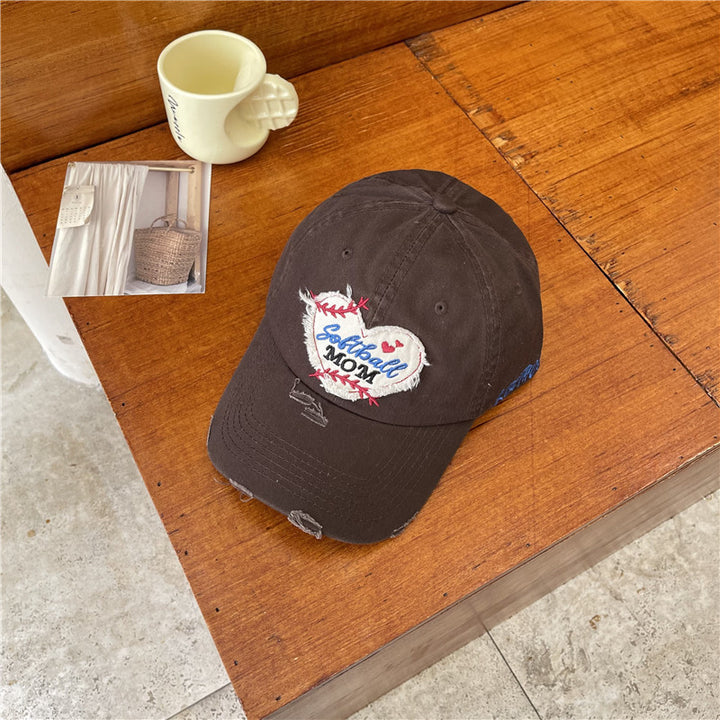 Women's Distressed Softball Mom Patch Baseball Cap Stornfield