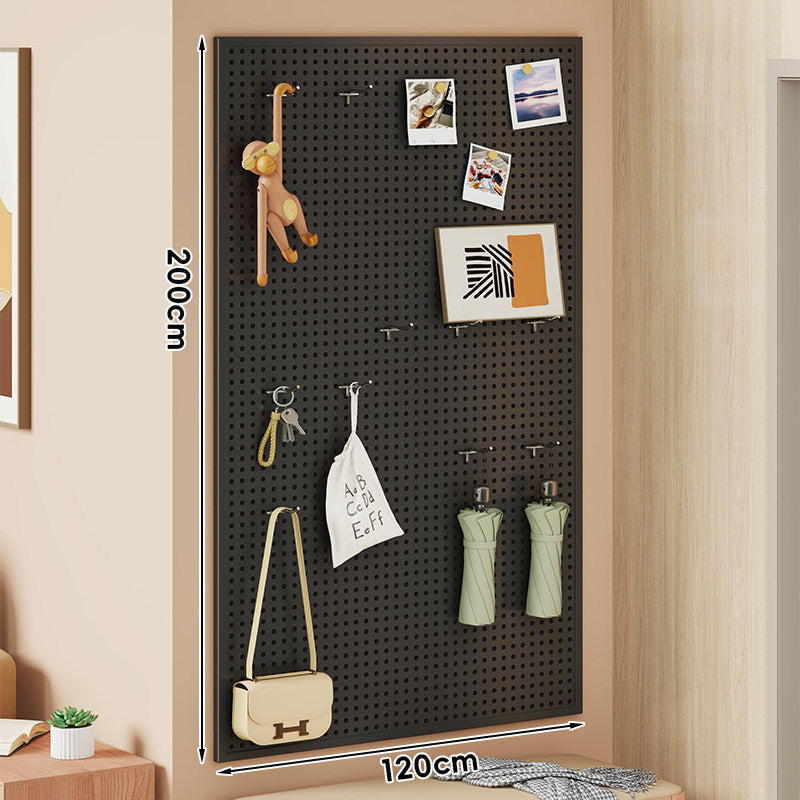 Large Vertical Perforated Wall Storage Panel with Adjustable Hooks and Accessory Mounts