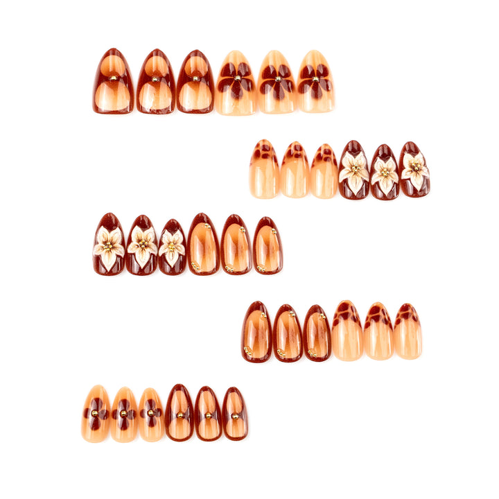 Elegant Nature-Inspired Press-On Nail Art Stornfield