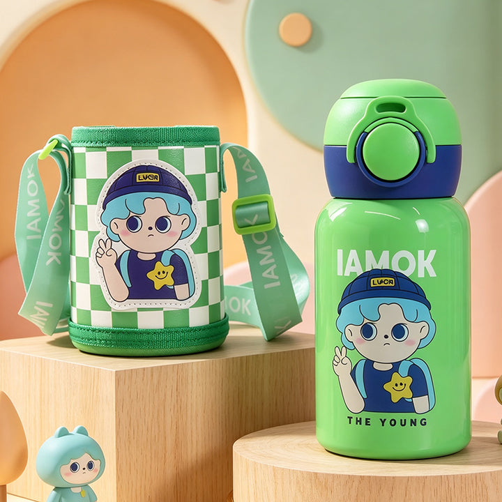 Women's insulated bottle with practical carrying strap and playful design Stornfield