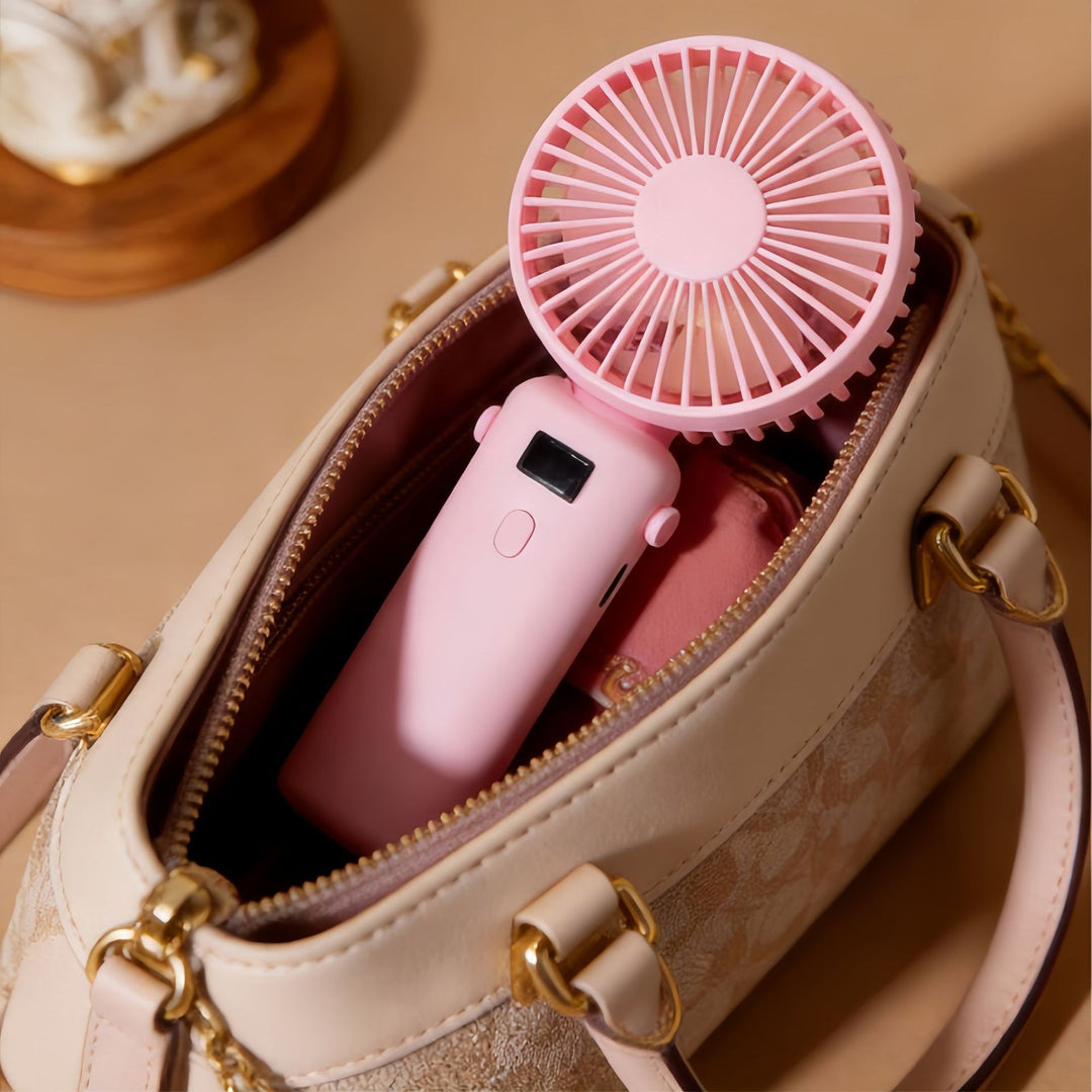 Women Portable Handheld Fan with Digital Display and USB Port Stornfield