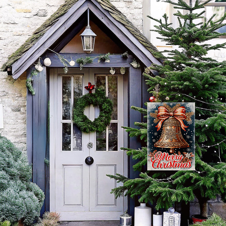 Outdoor Decorative Garden Flag Winter Lantern Poinsettia Design