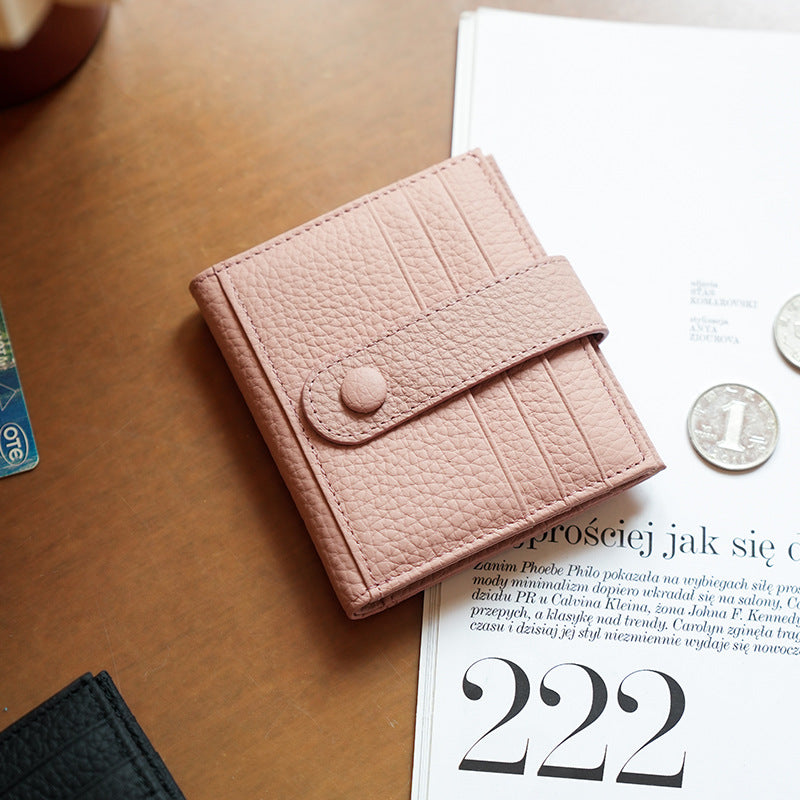 Textured Leather Compact Card Wallet