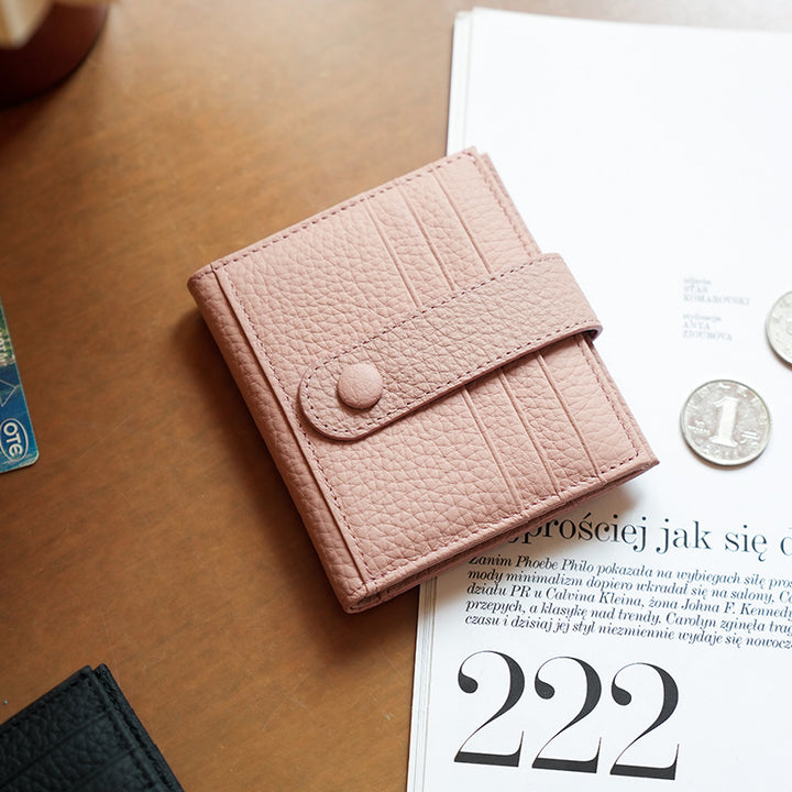 Textured Leather Compact Card Wallet
