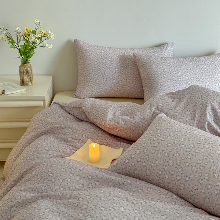 Plaid Cotton Sateen Duvet Cover and Pillowcase Bedding Set