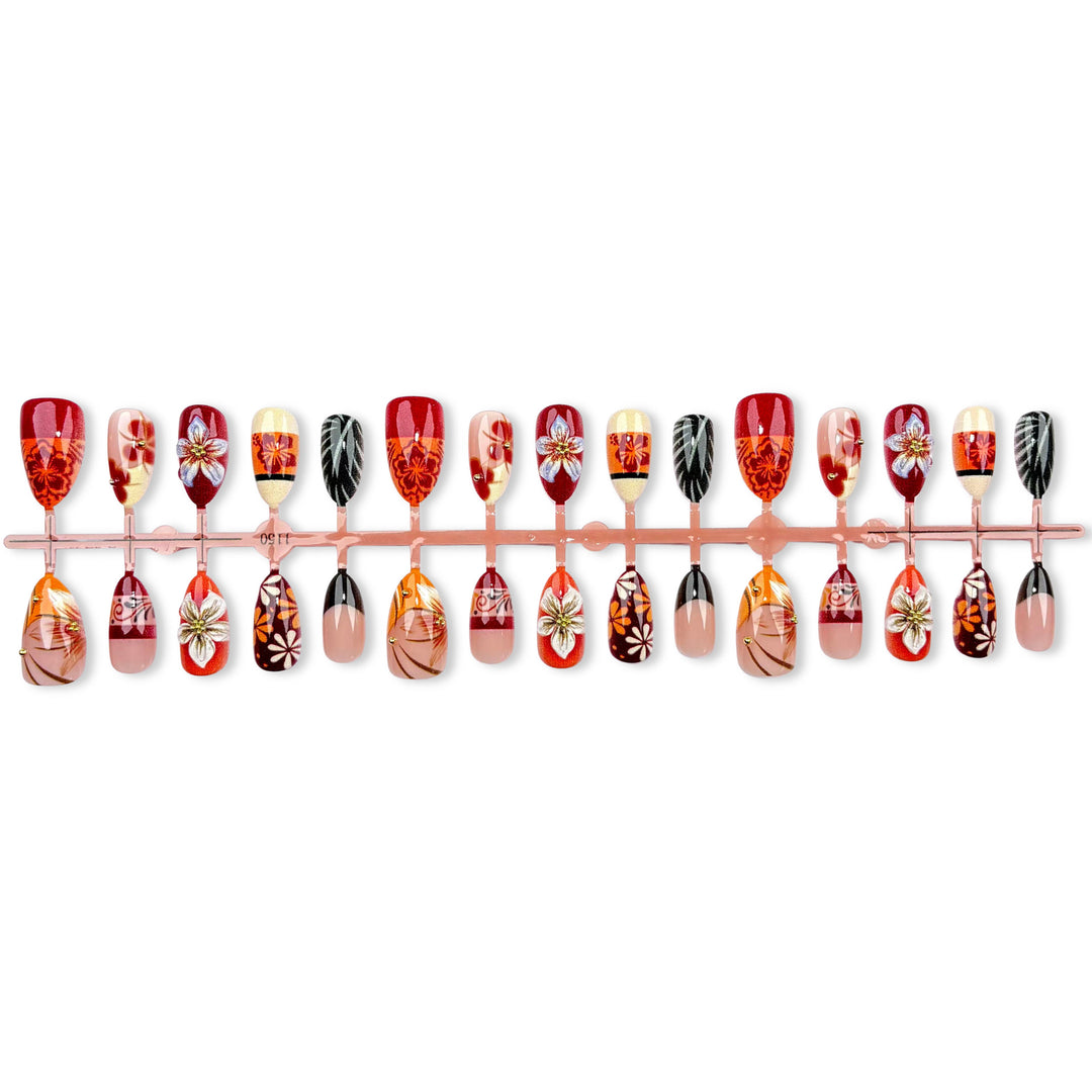 Artistic Floral Press-On Nail Art Set 1790746209