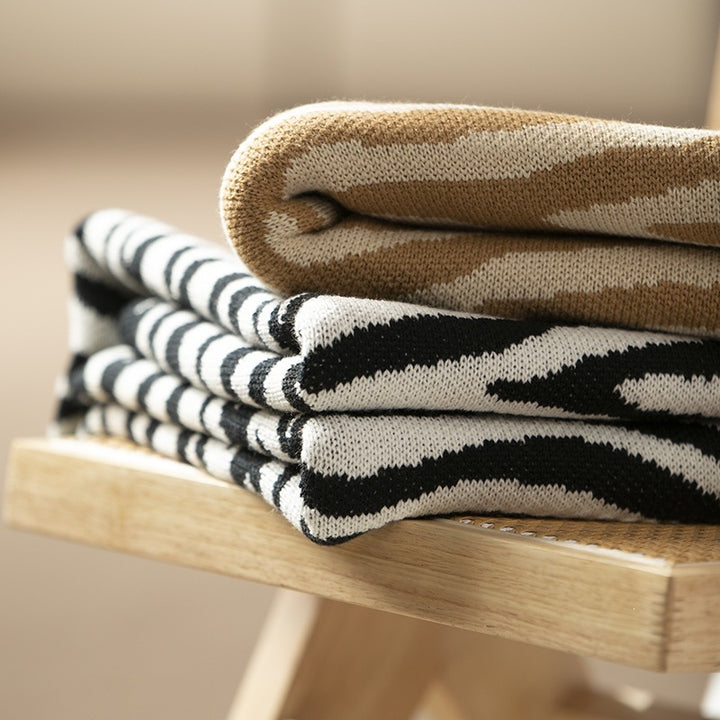 Luxurious Zebra Print Knit Blanket