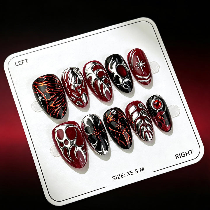 Gothic-Inspired Decorative Press-On Nail Art Set