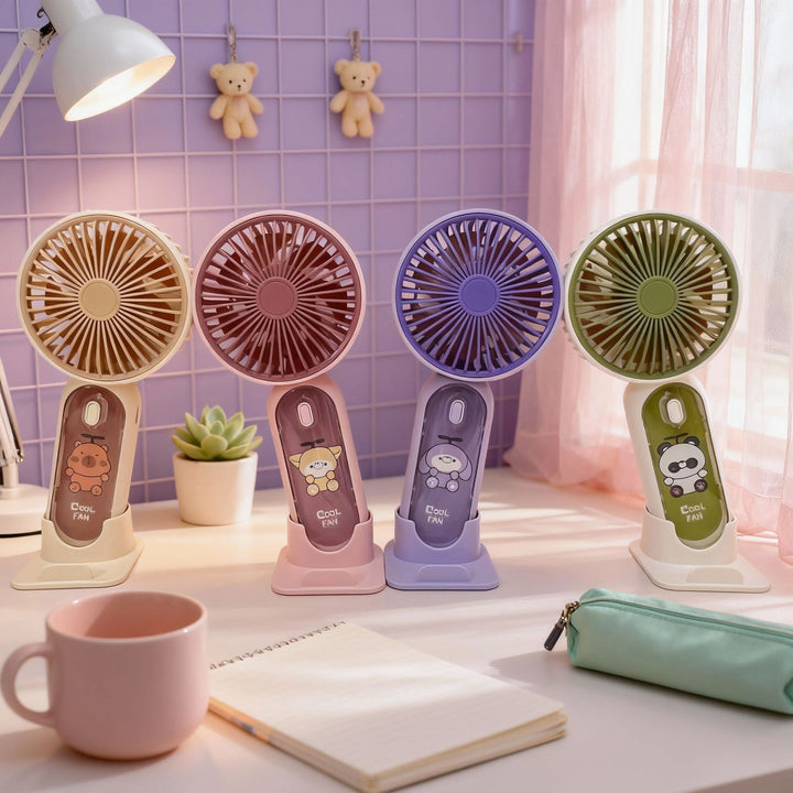 Women's Portable Hand Fan with Flexible Tilt Function and USB Charger Stornfield