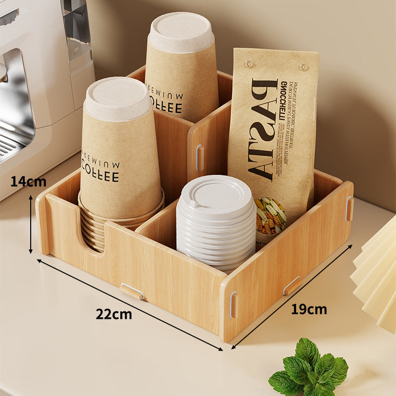 Modular Tiered Countertop Coffee Cup Lid and Straw Organizer