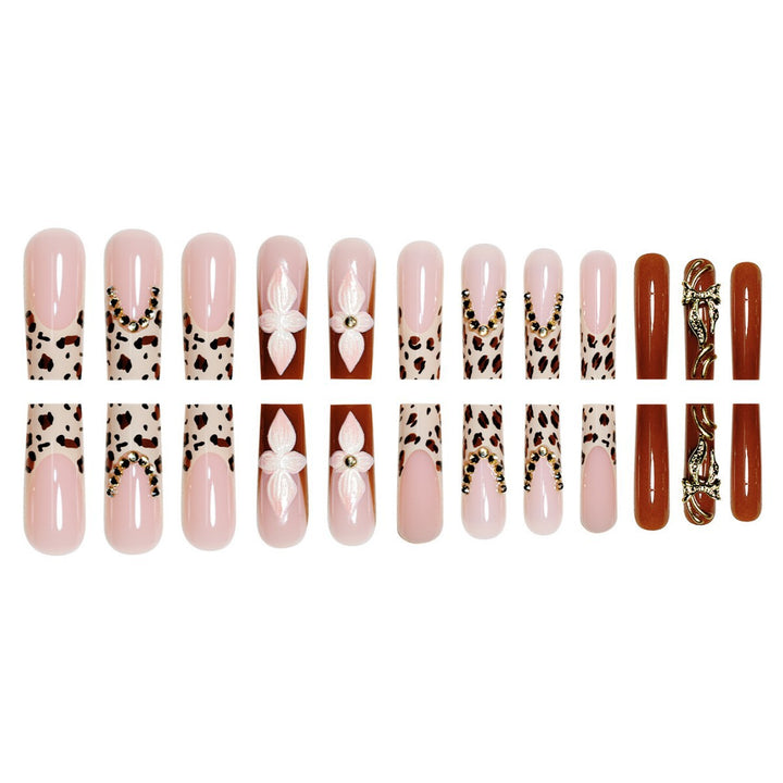 Artistic Long Press-On Nail Extensions with Elegant Floral Design Stornfield