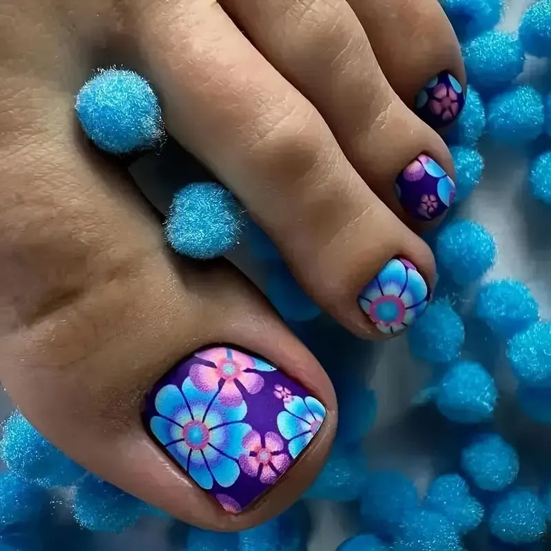 Floral Design Pedicure Nail Art Enhancements Stornfield