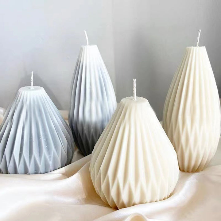 Sculptural Teardrop Ribbed Decorative Soy Candle Pair