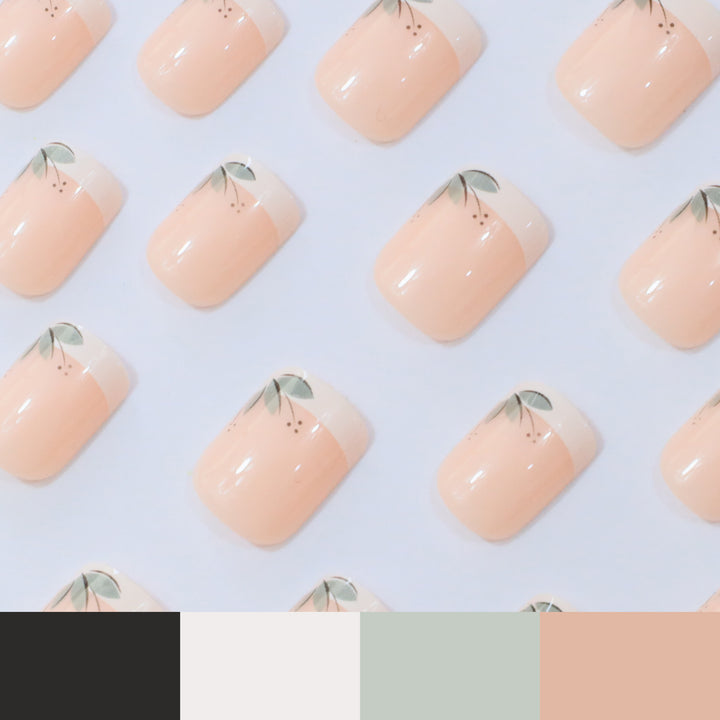 Elegant French Tip Floral Nail Enhancements Stornfield