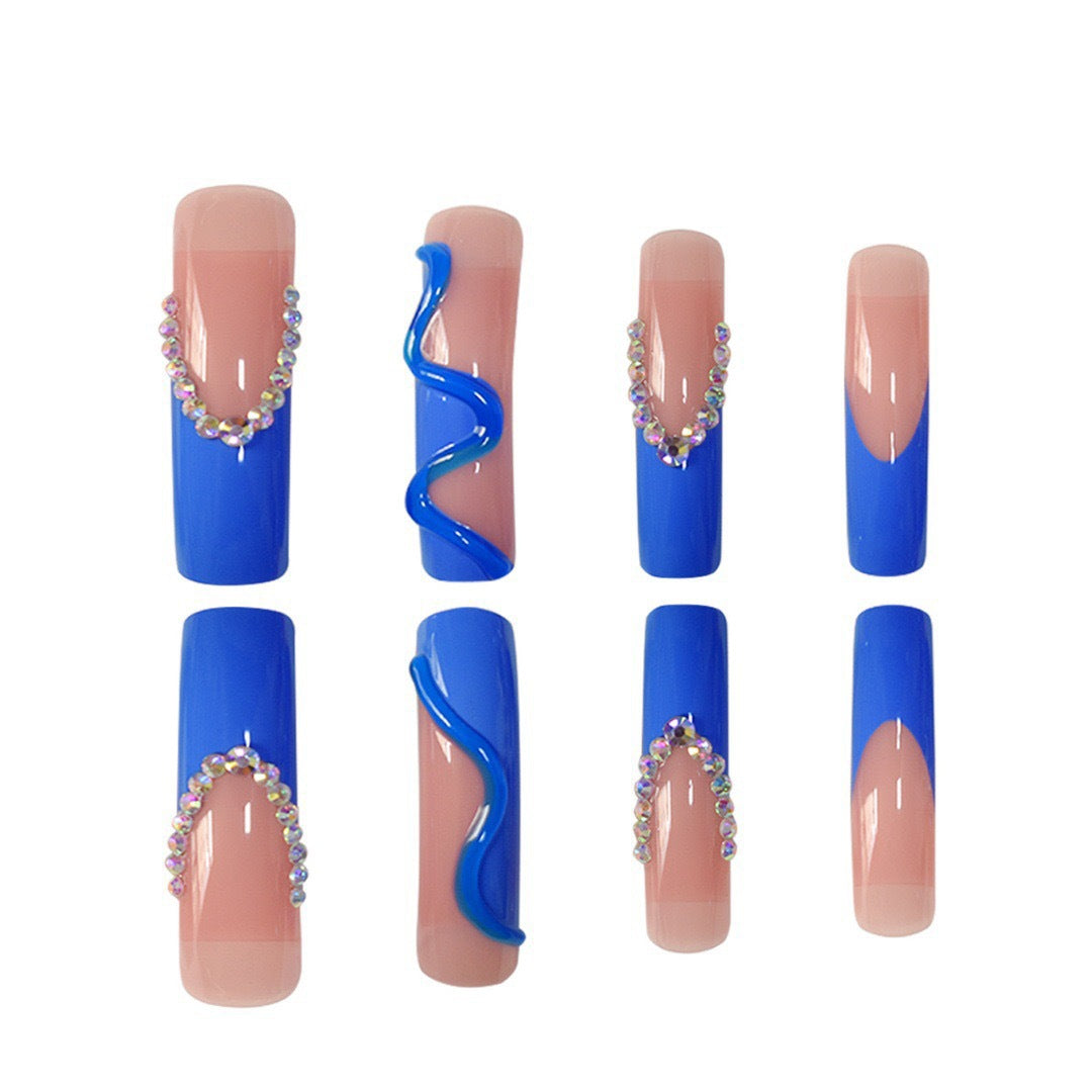 Creative Stiletto Nail Enhancements with Aqua-Gem Accents Stornfield