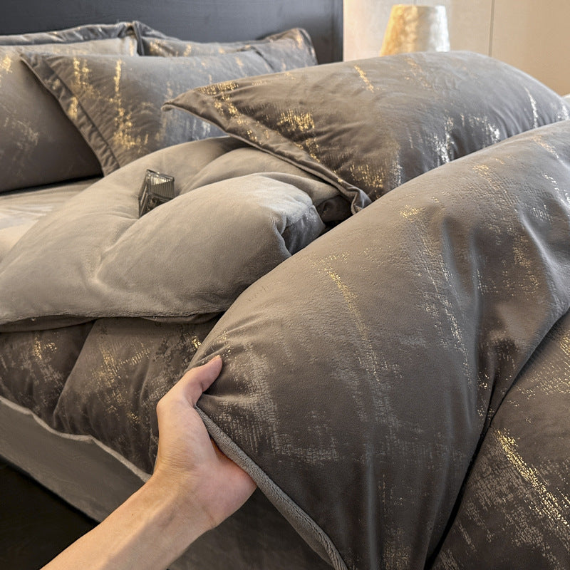 Metallic Wave Jacquard Duvet Cover Bedding Set