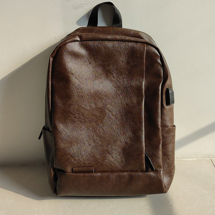 Eco-Friendly Textured Leather Laptop Backpack Stornfield