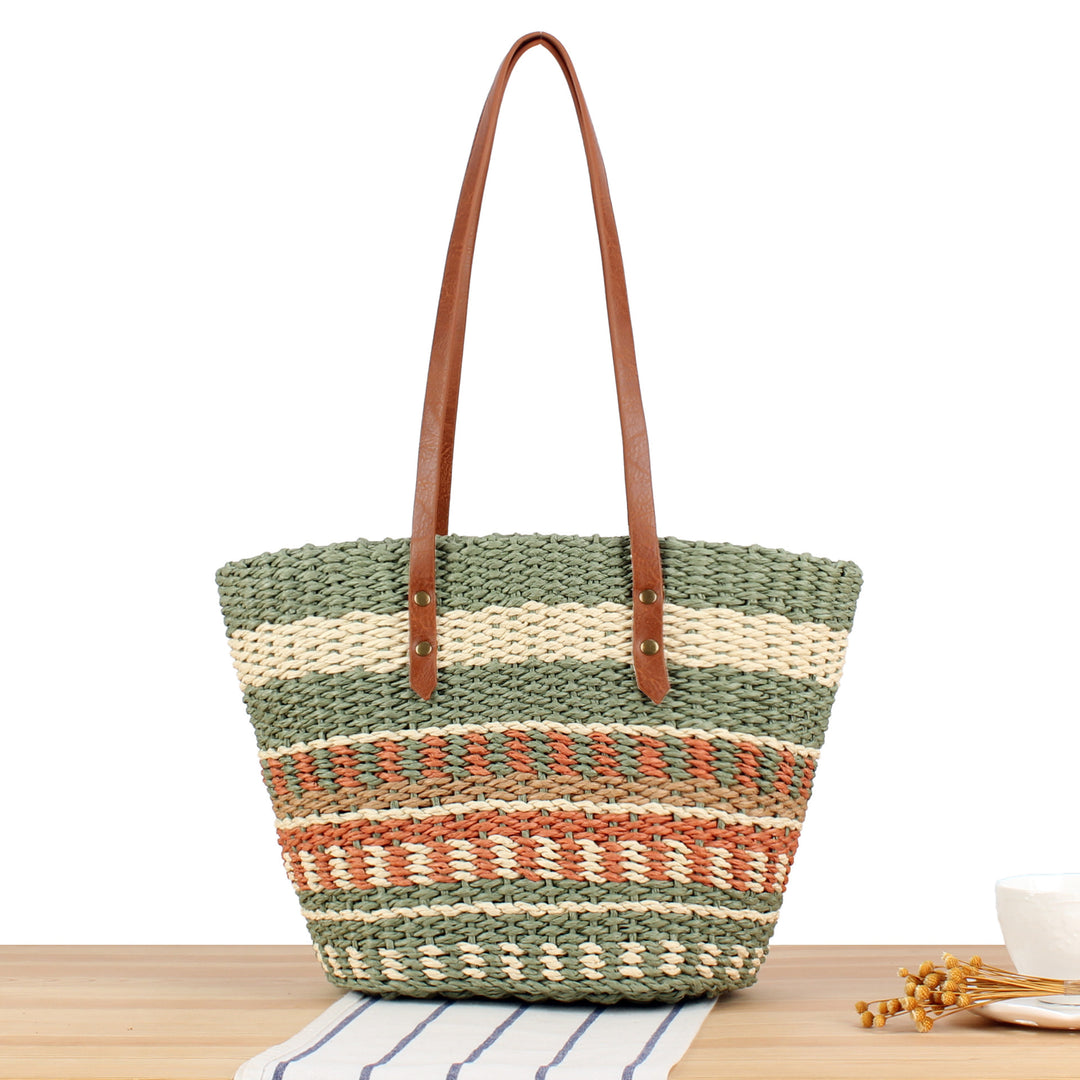 Braided shopping bag with high-quality leather handles Stornfield