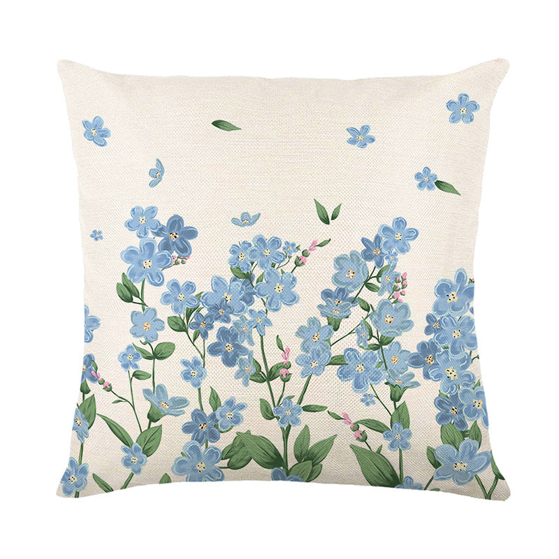 Farmhouse Decorative Cotton-Linen Throw Pillow Cover with Script Blessing and Hidden Zipper