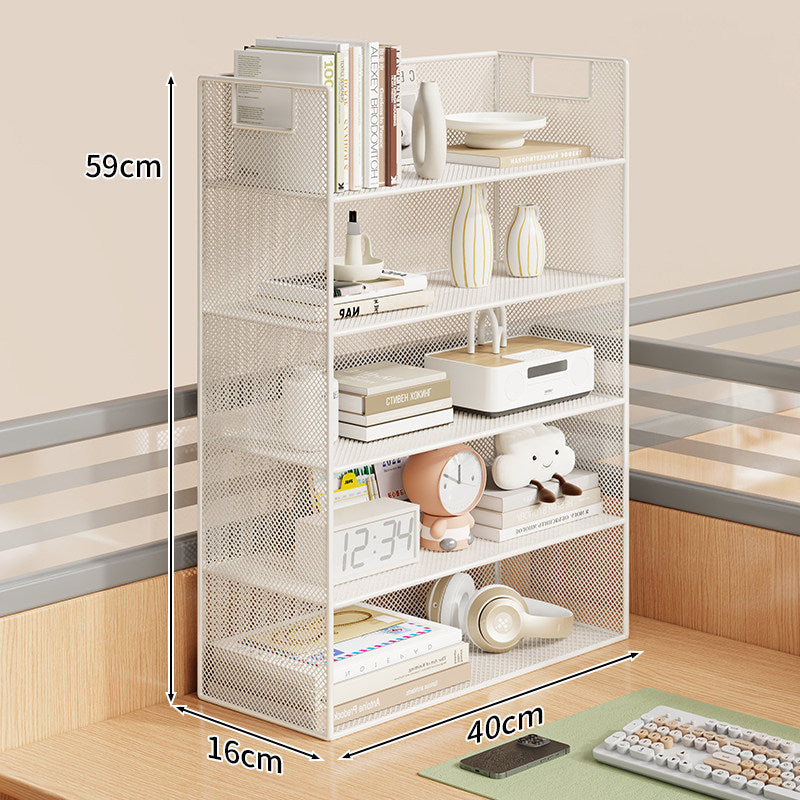 Mesh Desktop Open-Shelf Organizer with Integrated Handles and Dividers