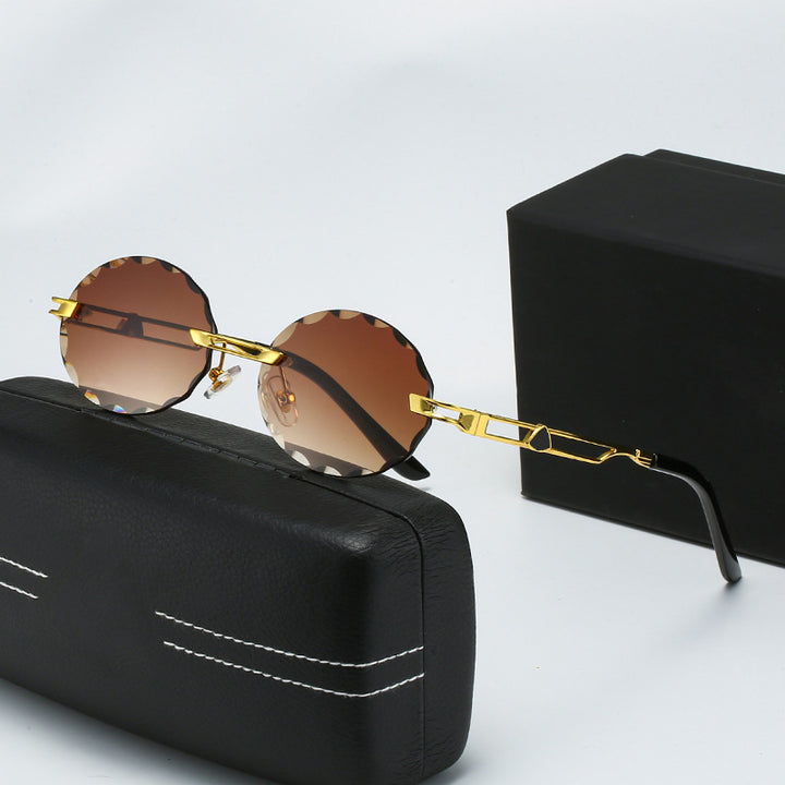 Ladies round sunglasses with unique wave design and high-quality metal frame Stornfield