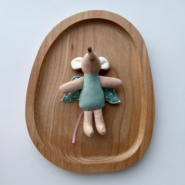 Miniature Artisan Fabric Mouse Doll with Winged Cape