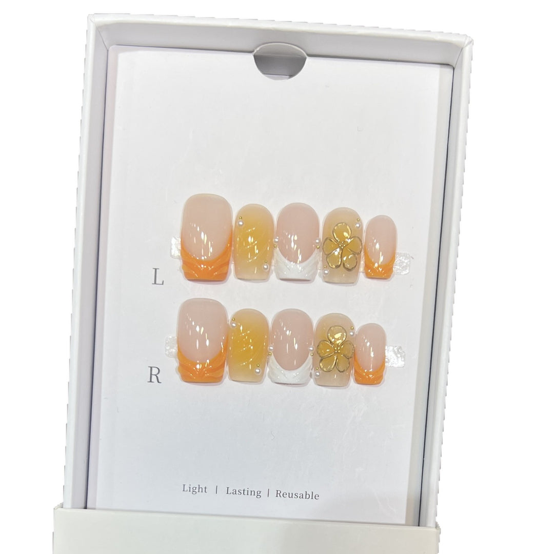 Elegant Stiletto Press-On Nail Set with Floral Accents Stornfield