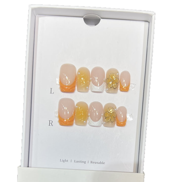 Elegant Stiletto Press-On Nail Set with Floral Accents Stornfield