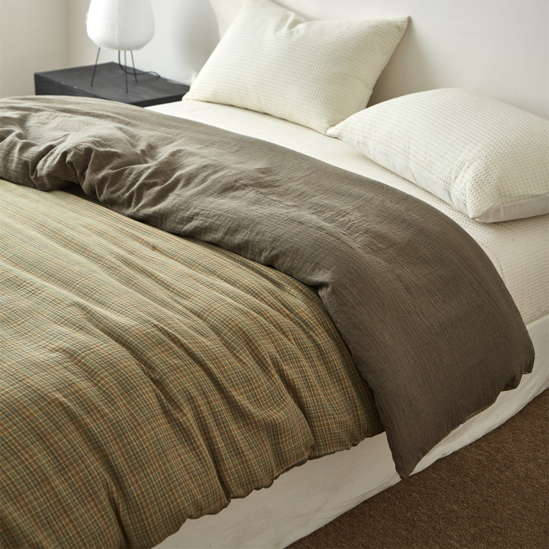 Washed Crinkle Linen-Blend Textured Duvet Cover