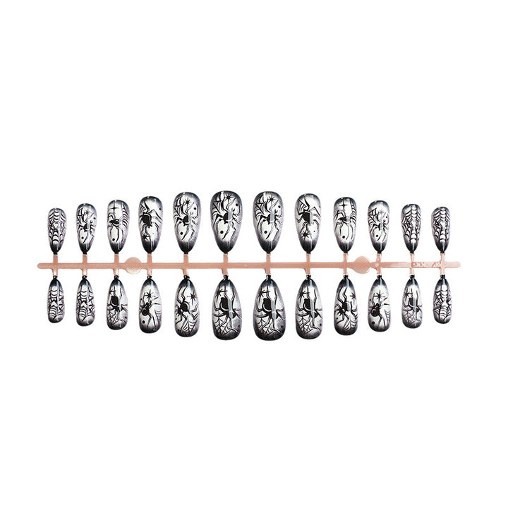 Halloween-Themed Spider-Design Press-On Nails