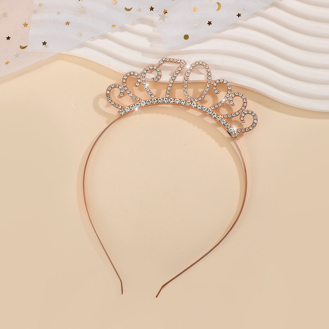 Ladies Crystal Tiara with Custom Designed Number Motif Stornfield