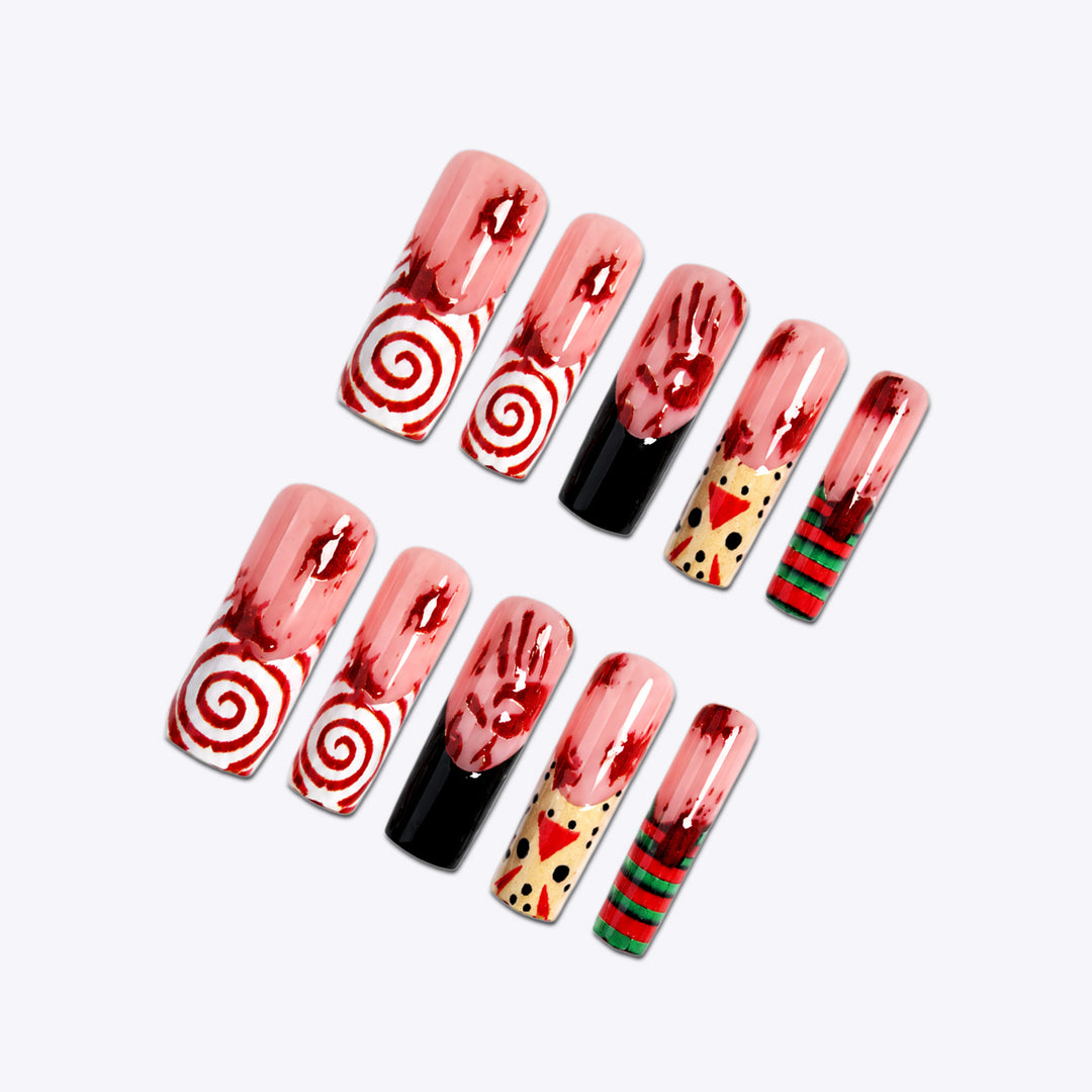 Artistic Holiday-Themed Press-On Nail Set Stornfield