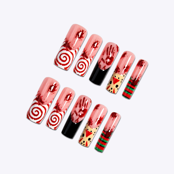 Artistic Holiday-Themed Press-On Nail Set Stornfield