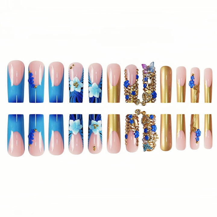 Artistic Floral Embellished Press-On Nail Extensions Stornfield