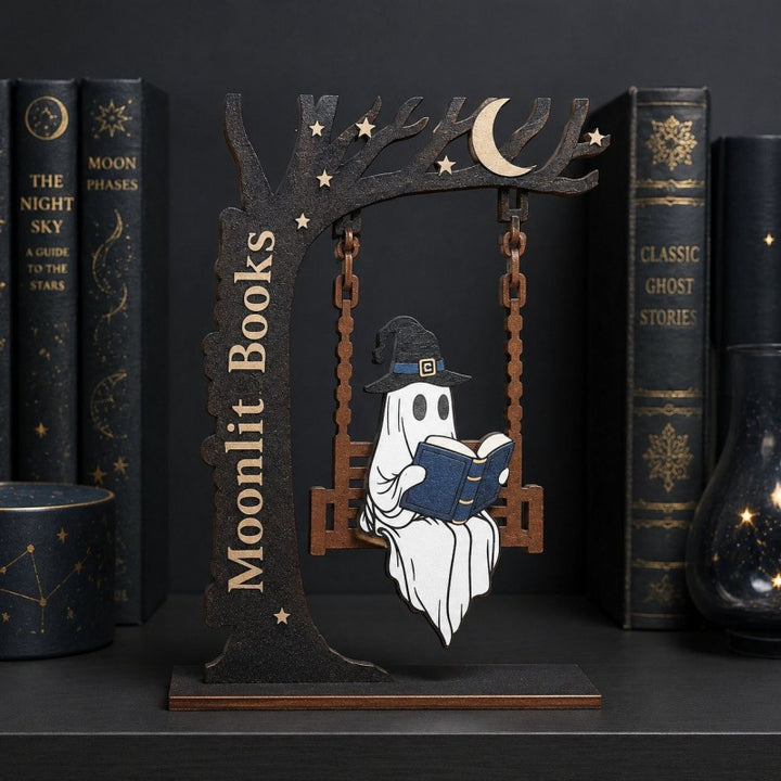 Whimsical Halloween Ghost and Cat Decoration Stornfield