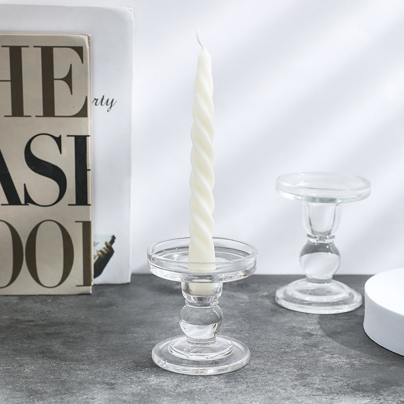 Pressed Glass Pedestal Candle Holder for Taper & Pillar Candles
