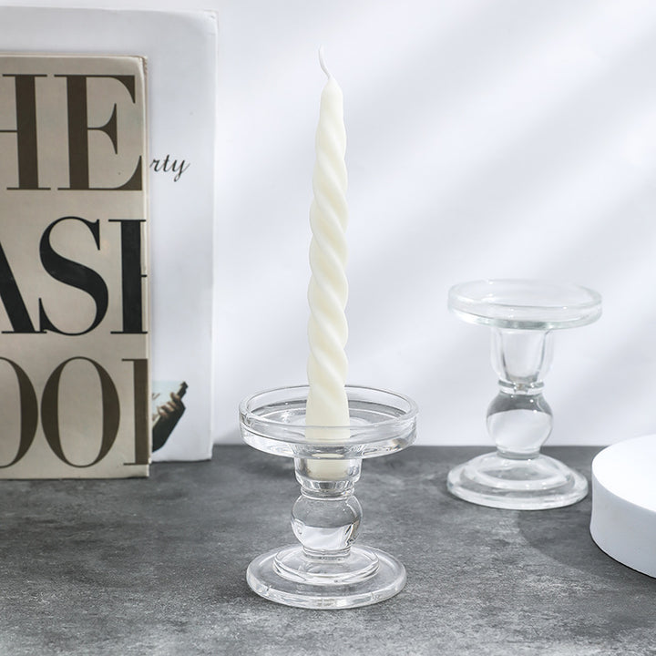Pressed Glass Pedestal Candle Holder for Taper & Pillar Candles
