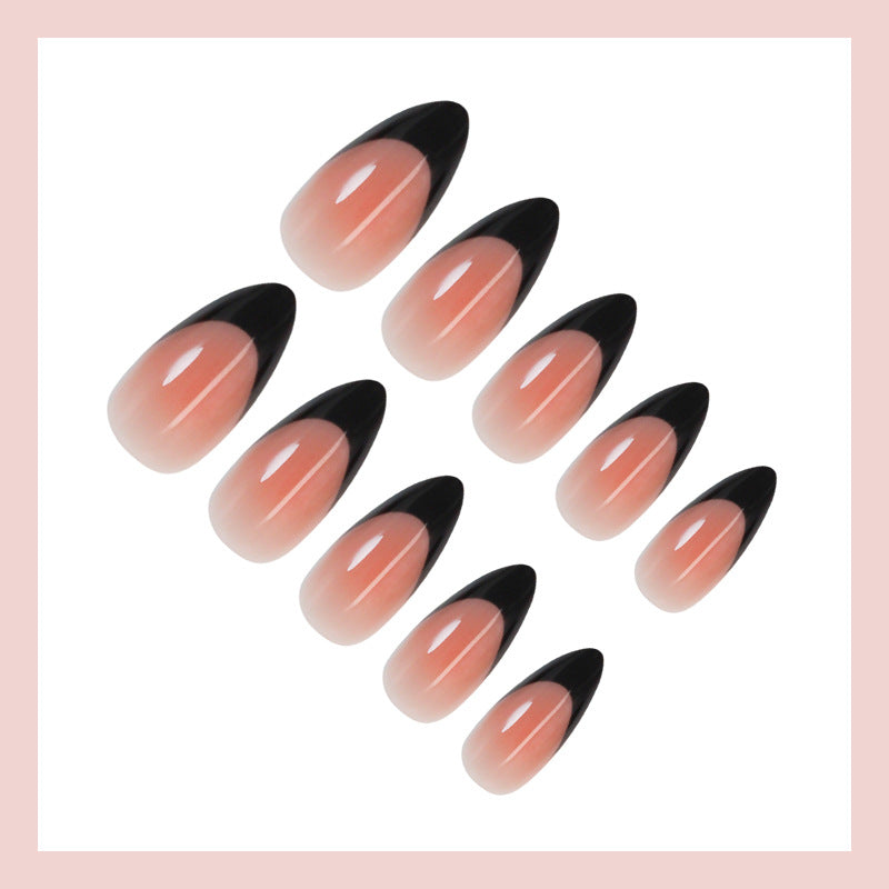 Acrylic nail set with elegant French tip and shimmering accents Stornfield