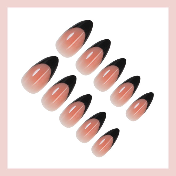 Acrylic nail set with elegant French tip and shimmering accents Stornfield