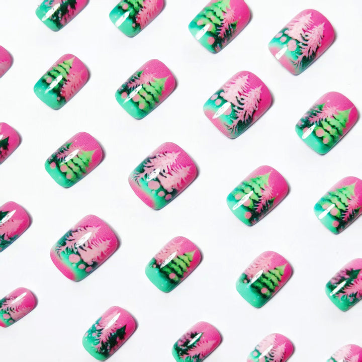 Artificial nails with festive Christmas tree design Stornfield