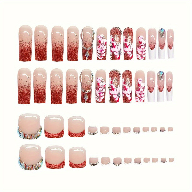 Designer Floral Acrylic Nail Art Stornfield