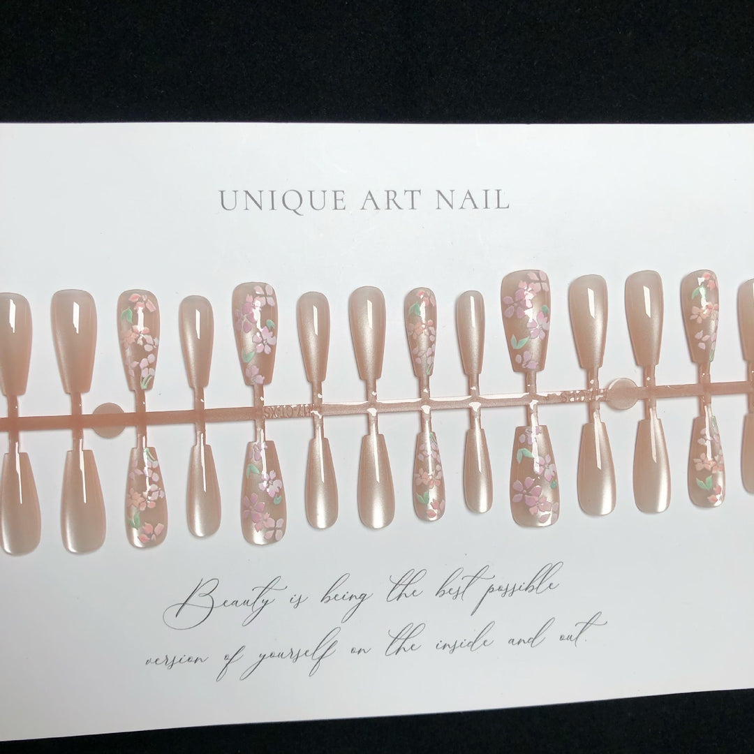 Elegant Floral Acrylic Press-On Nail Set