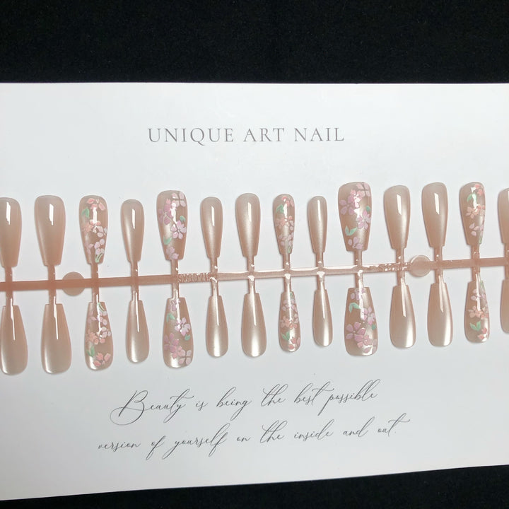 Elegant Floral Acrylic Press-On Nail Set