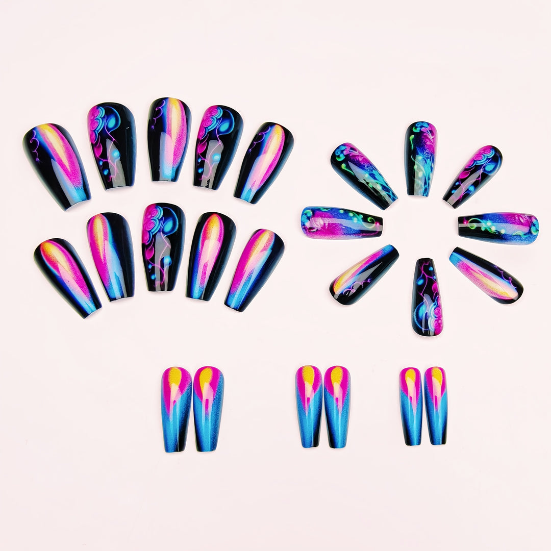 Creative artificial nails with neon accents Stornfield