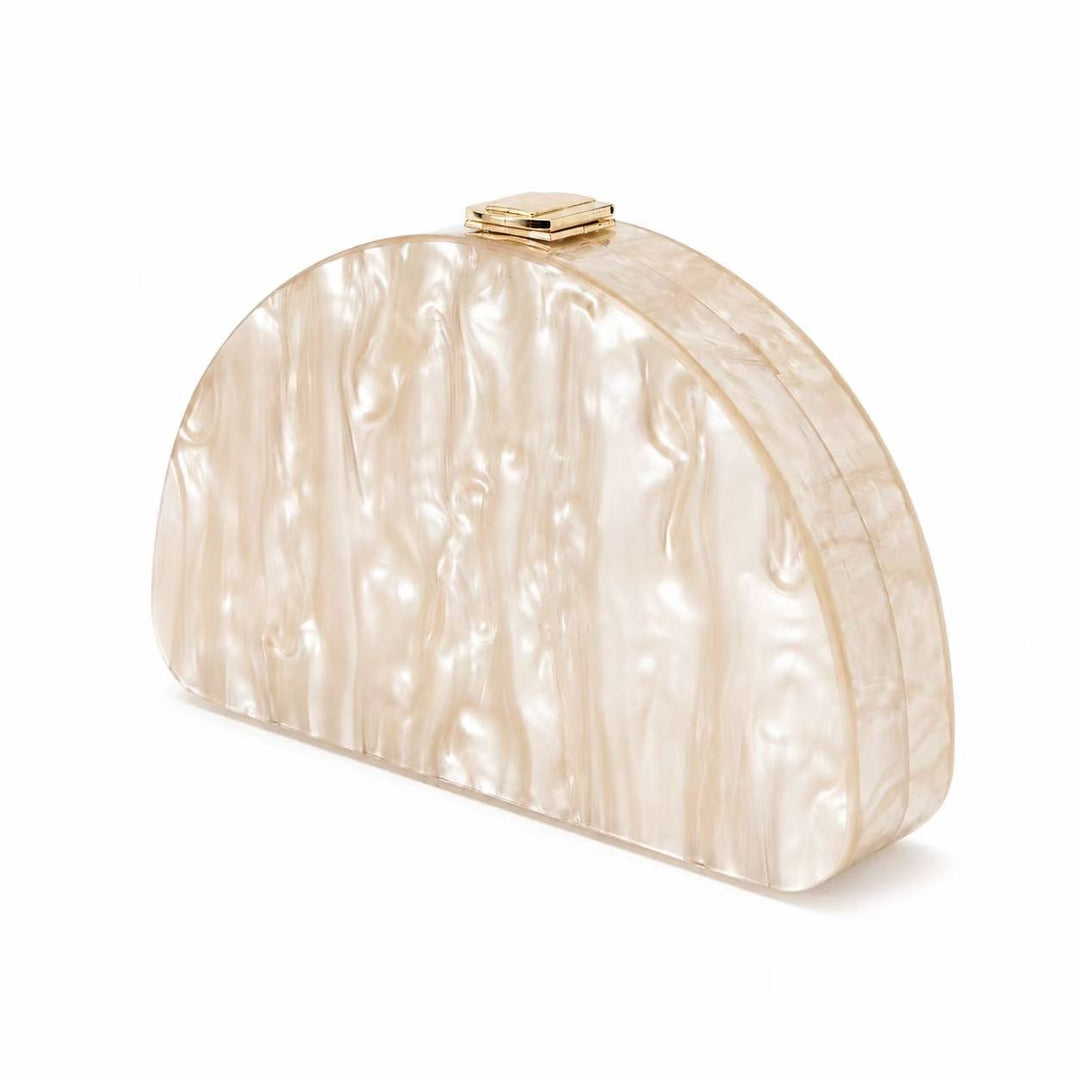 Iridescent Half-Moon Acrylic Clutch
