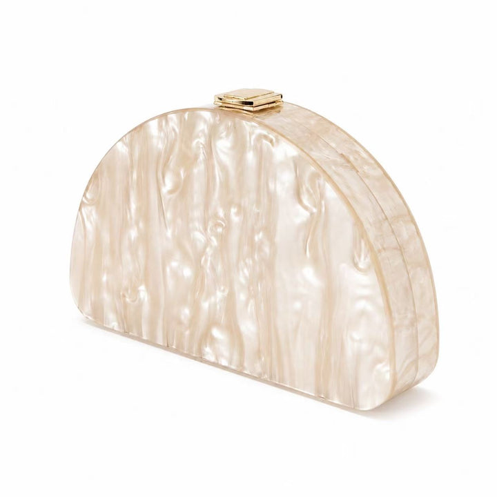 Iridescent Half-Moon Acrylic Clutch