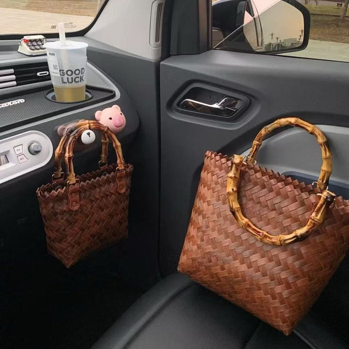 Handwoven basket bag with bamboo handles Stornfield